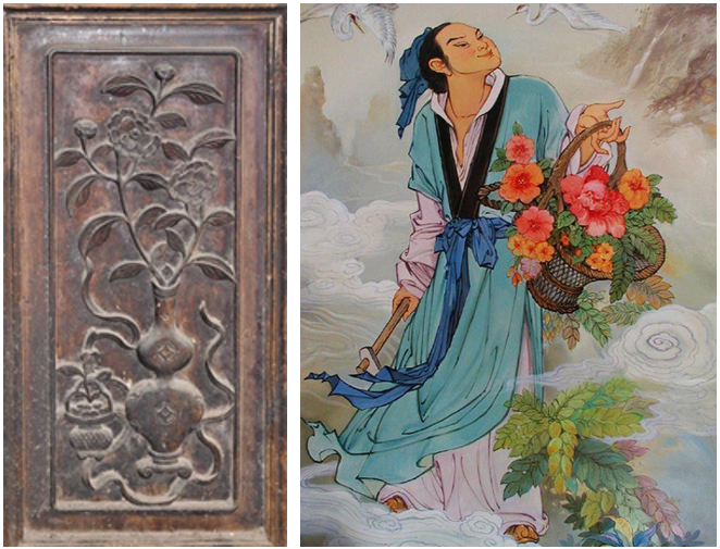 左图中为蓝采和的花篮