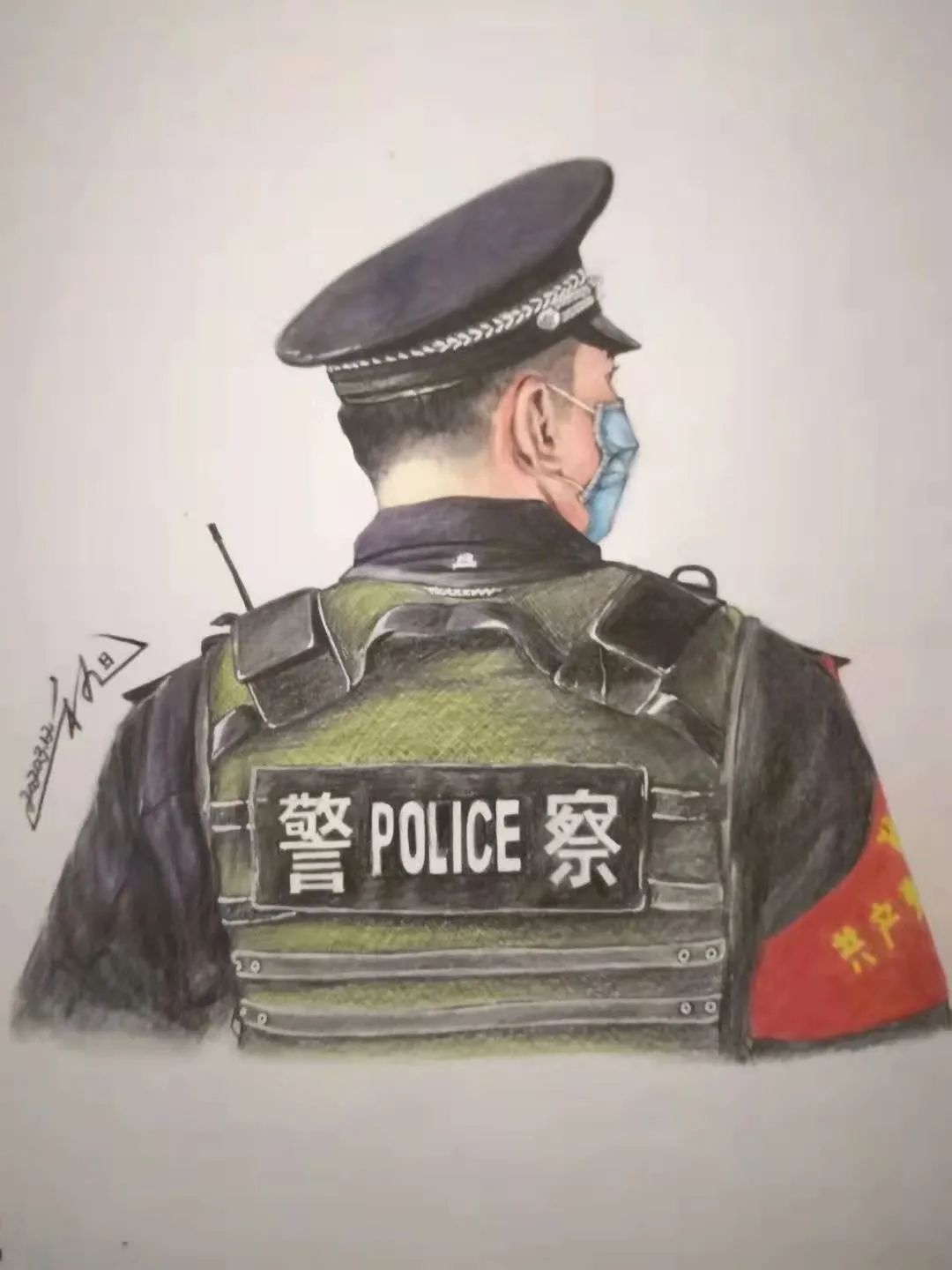 警察绘画作品图片
