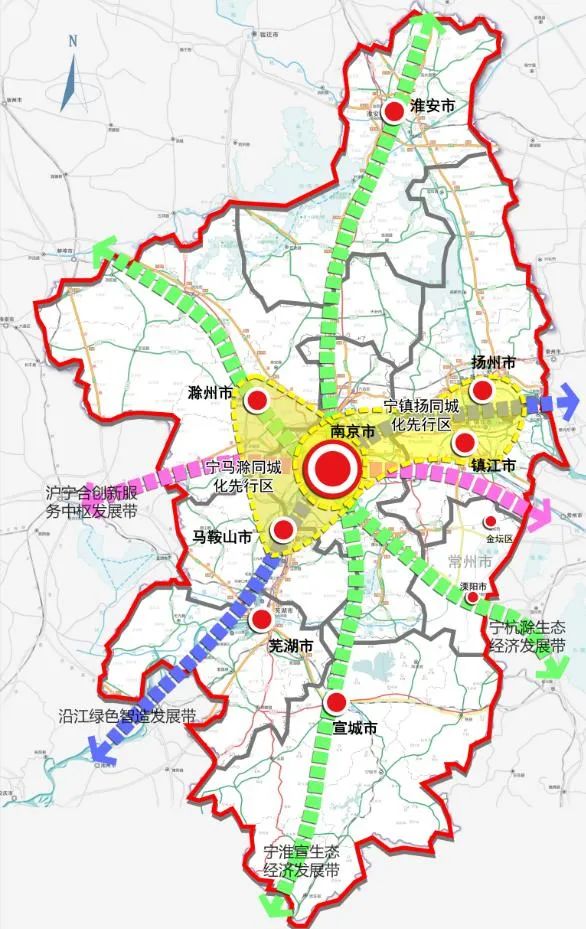 空间和自然资源保护利用规划中,南京总体格局是"南北田园,中部都市,拥