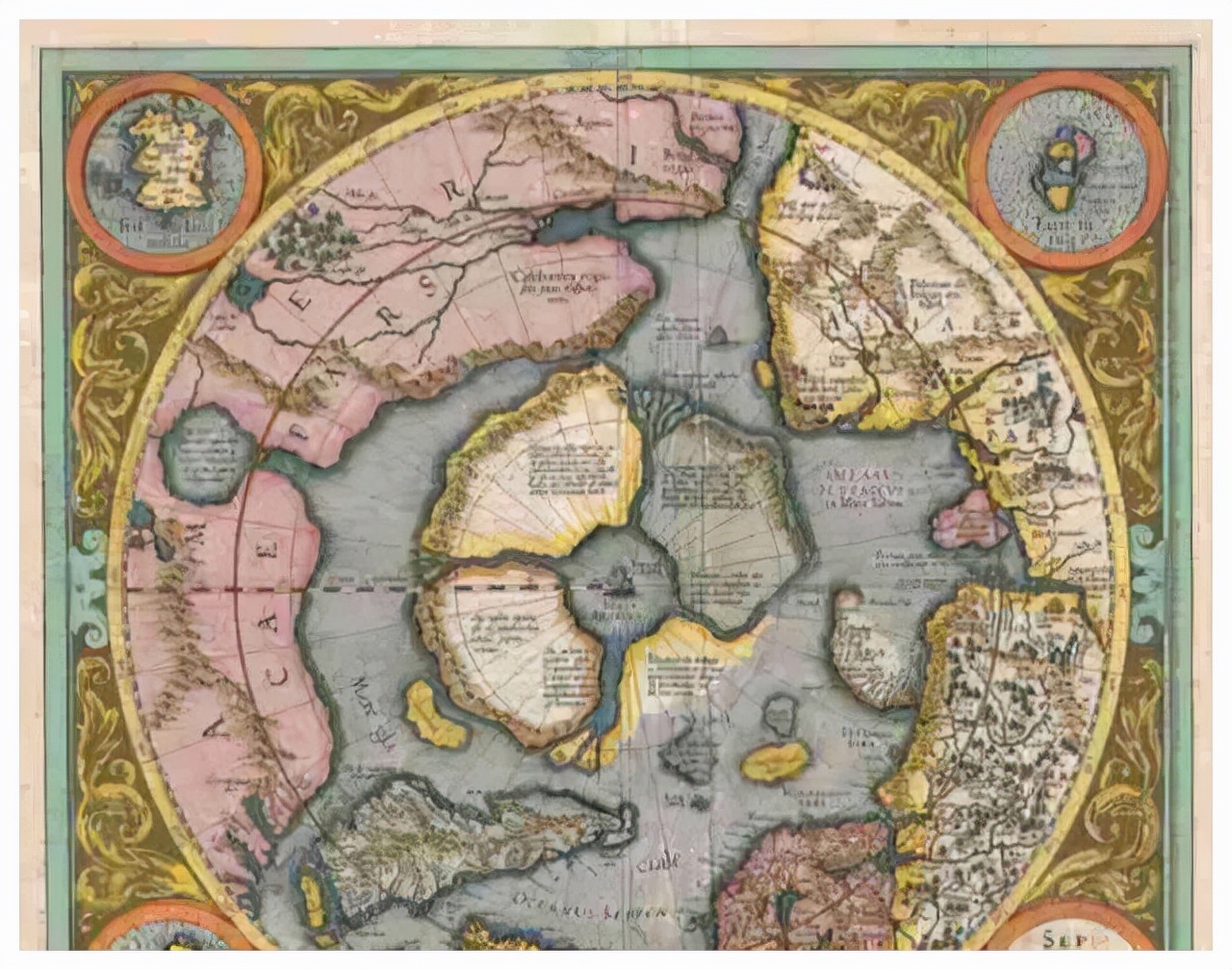 在地图上发现的南极也是之前未冰封的样子,上面明确显示了山脉,河流