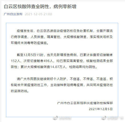 截至12月5日15时广州白云区核酸筛查全阴性 病例零新增休闲区蓝鸢梦想 - Www.slyday.coM