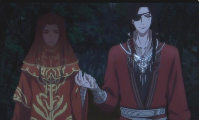 花城在将骨灰交给谢怜后消失的情节展现时,花城的真容出现在荧幕前