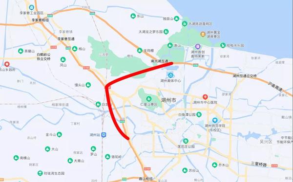 路线起于湖州市吴兴区仁皇山街道褚家斟村附近,接g50申苏浙皖高速公路