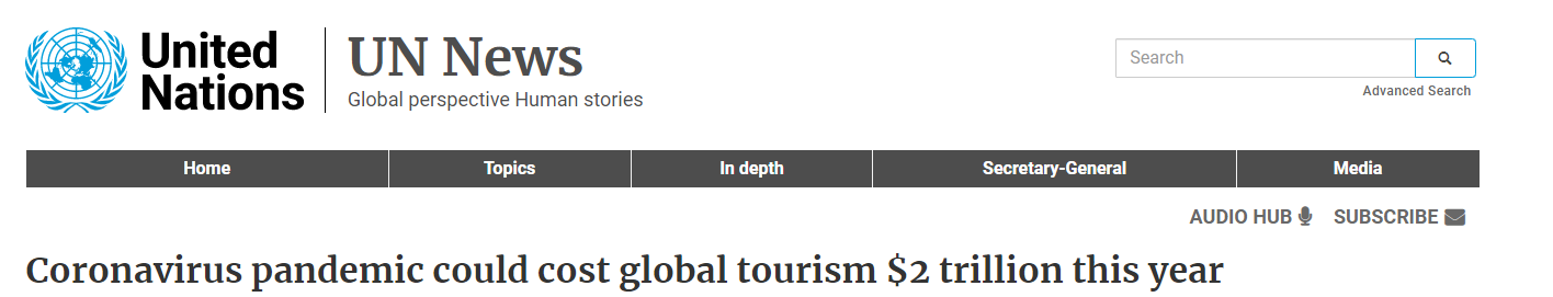 世界旅游组织：全球旅游业损失将达到2万亿美元