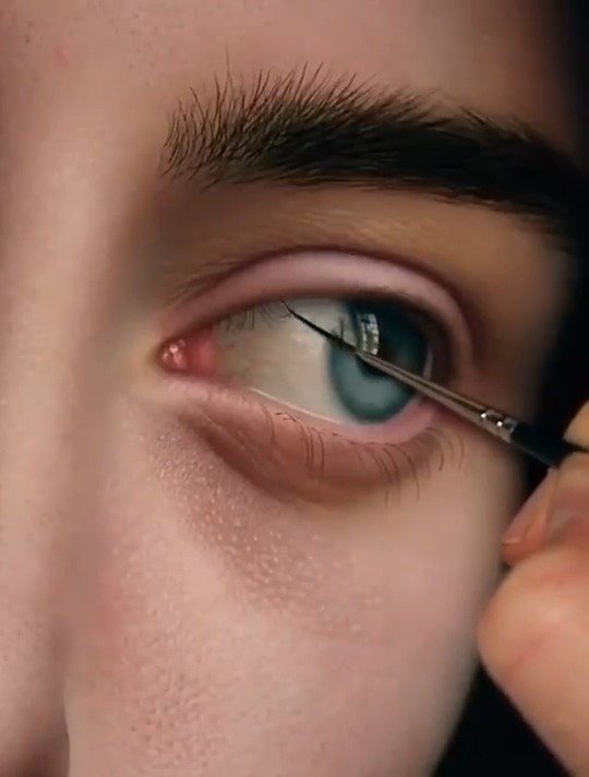 超写实油画人物,眼毛画法 .厉害了