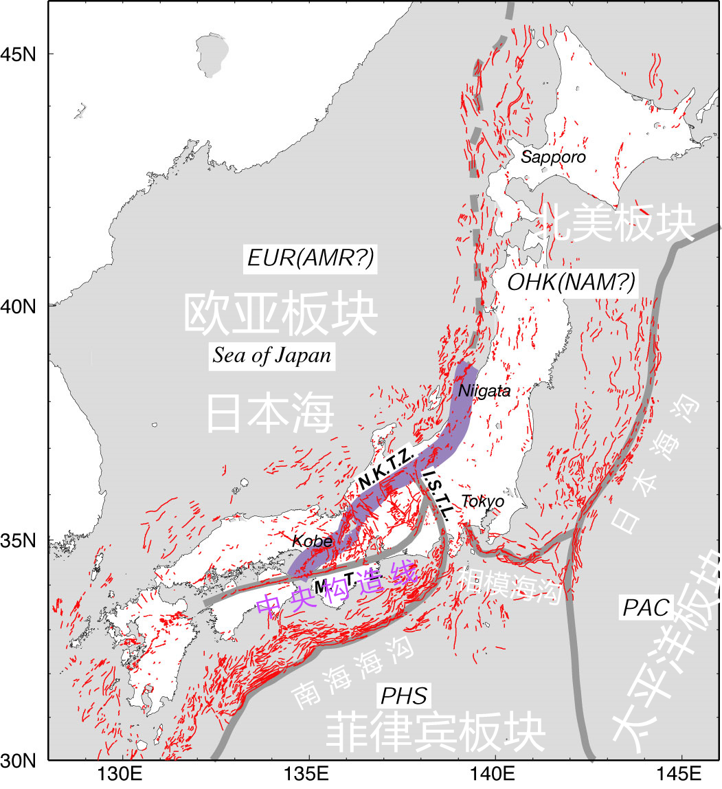 日本地震带分布图图片