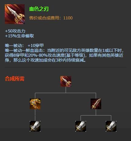 lol单杀神器血色之刃15吸血18物穿怎么评价这把武器