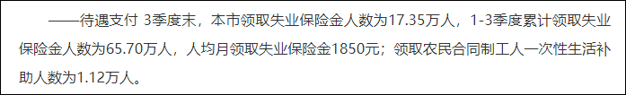 上海市人社局发布“2021年1-3季度本市社会保险基本情况”，文内截图