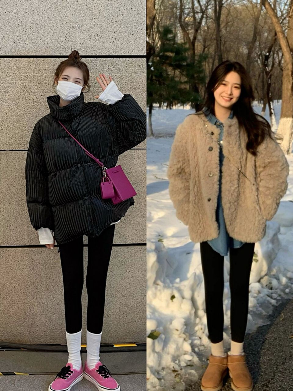 看街拍发现:今年流行一种新穿法,叫"秋裤外穿",显瘦又显腿细|秋裤|穿