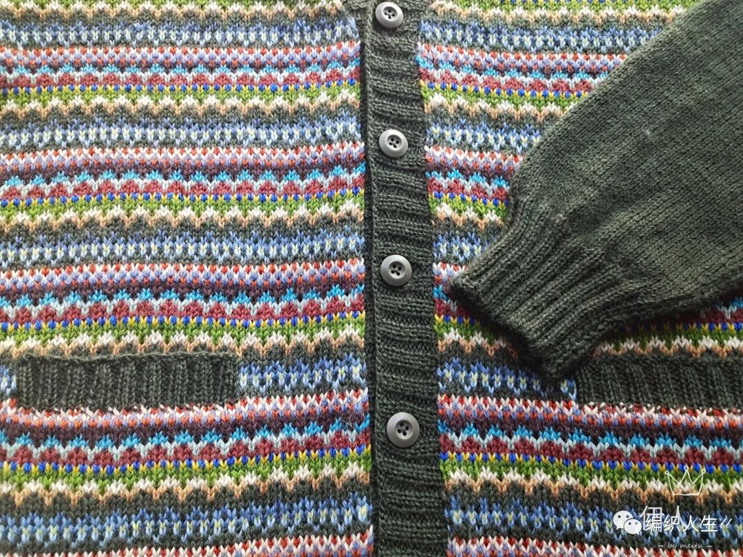 超详细步骤教你织复古风男式v领费尔岛提花开衫附图解