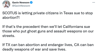 加州州长：将"借鉴"得州的"最严堕胎法"推动枪支管制