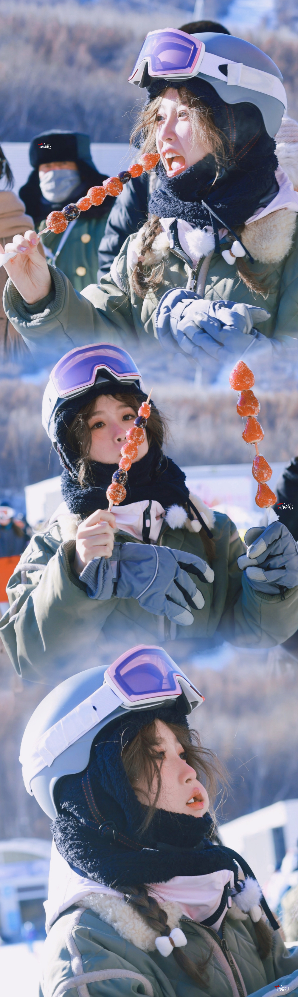 虞书欣超有趣滑雪大会录制饭拍吃冰糖葫芦的小虞