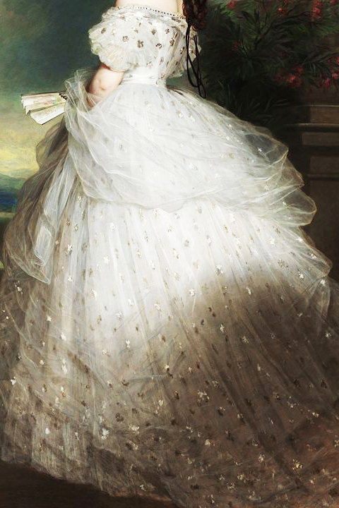 油画中的蕾丝白裙