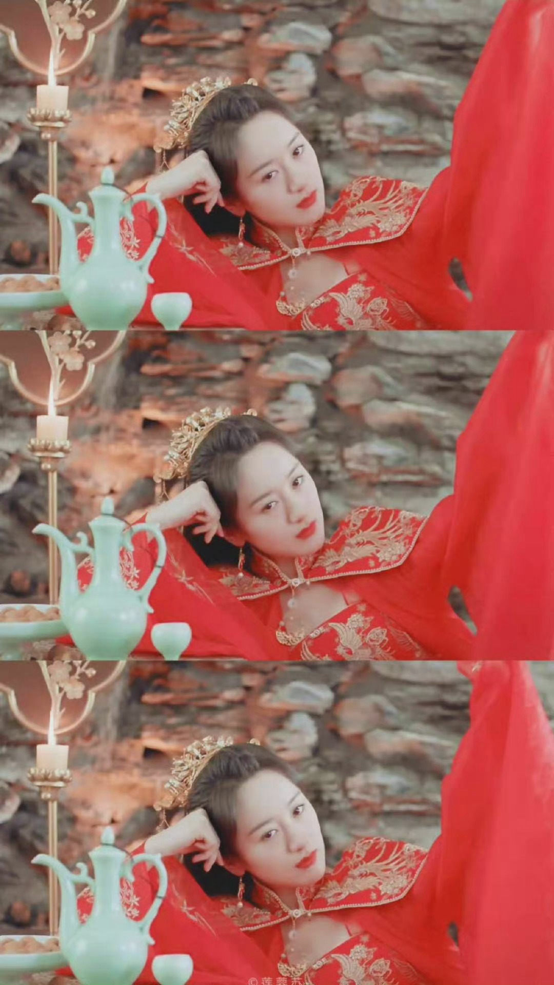 袁冰妍红衣造型真的太美了可以是俏皮可爱的红凝