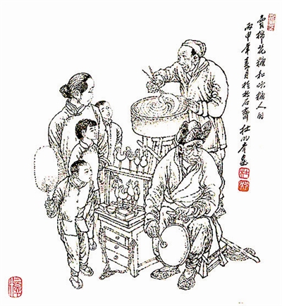 吹糖人做棉花糖