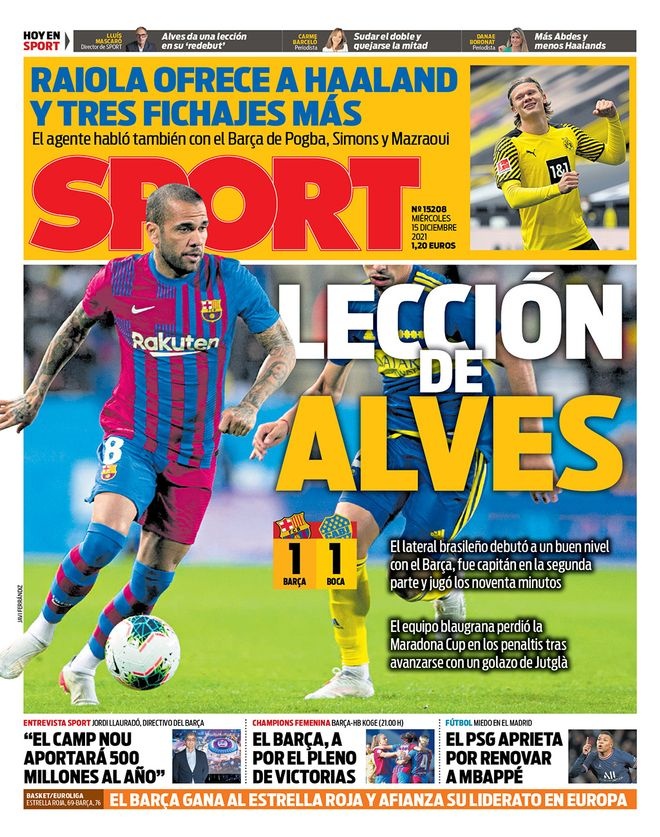 西甲今日头版：阿圭罗将在今天宣布退役 阿尔维斯给年轻球员上课休闲区蓝鸢梦想 - Www.slyday.coM