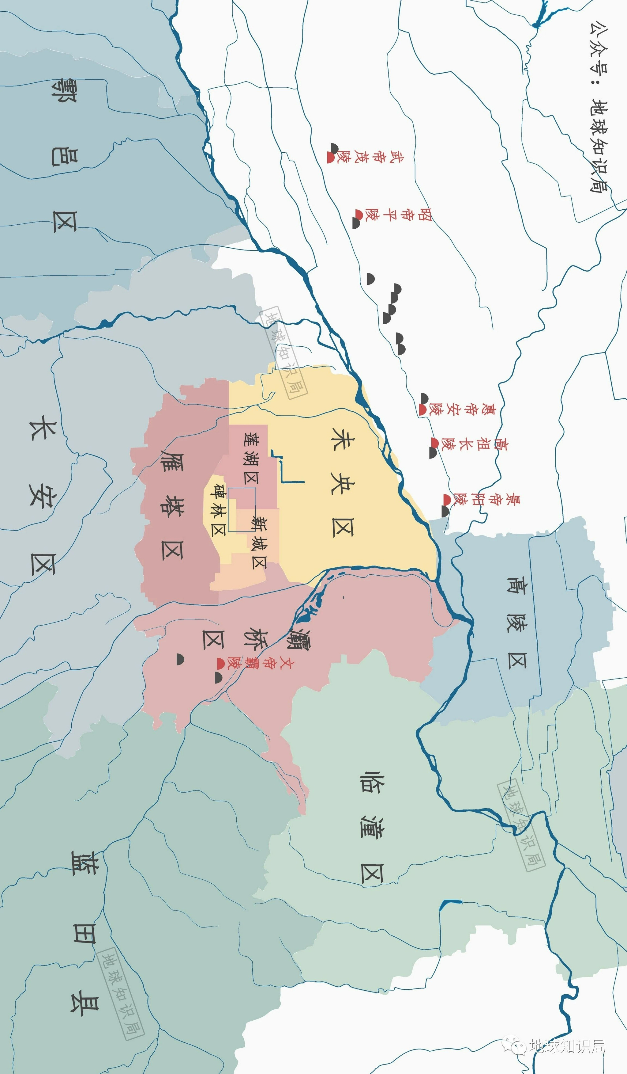 文帝霸陵与其他几个重要西汉皇陵所在▼汉文帝是西汉的第三位皇帝