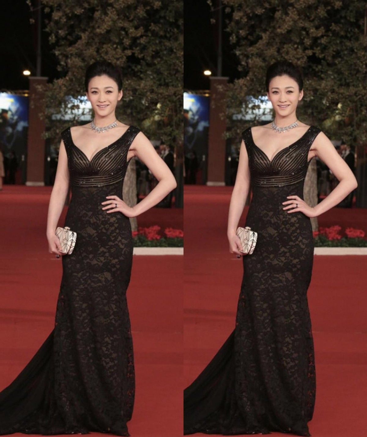 李小冉的气质好高贵,一袭黑色蕾丝裙优雅迷人,走红毯好大气|李小冉
