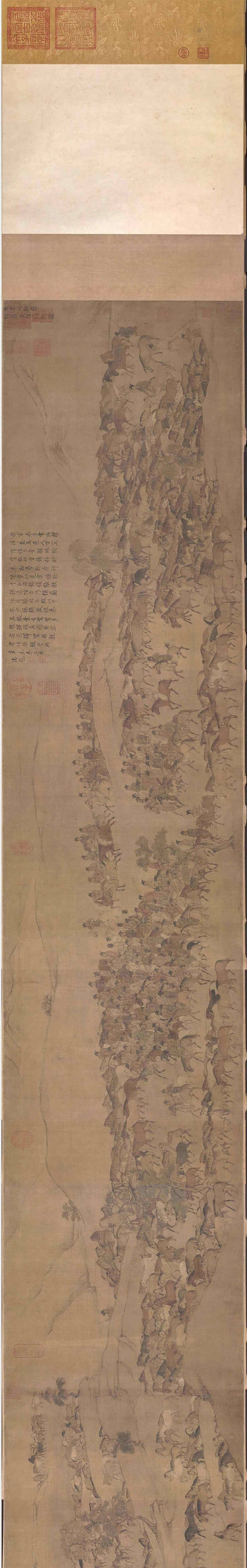 名画记李公麟临韦偃牧放图卷千匹骏马洋洋大观