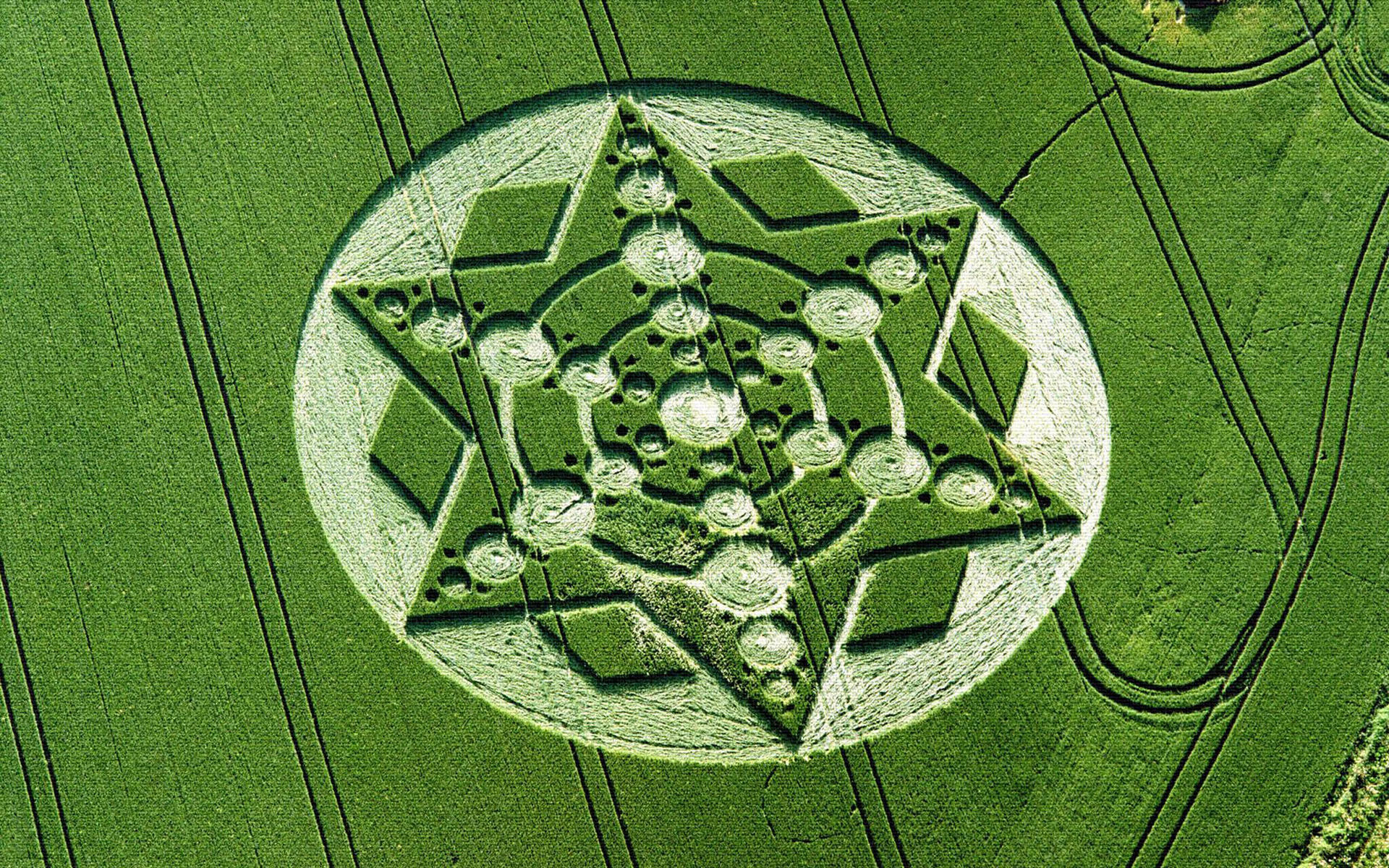 2001年,在英国罕布夏州的奇尔波顿发现了形状奇怪的麦田圈,紧挨着麦田