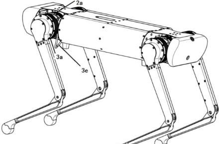 最后,如上图,为搭载有这种腿部关节的机器人本体结构示意图,当侧摆