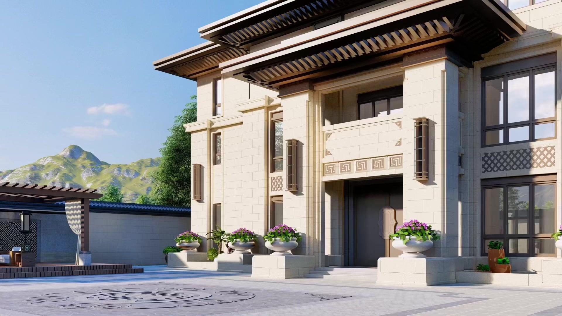 别墅设计新中式豪宅新中式农村豪宅自建房别墅设计