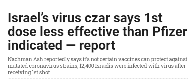 以色列超1.2万人接种辉瑞疫苗后 仍确诊新冠