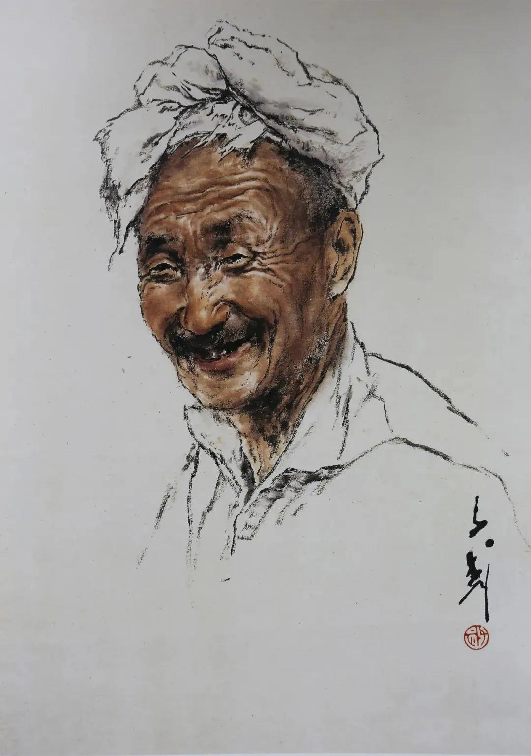 69×69cm女青年  43×69cm 1978年老干部 55×46cm老武术家120×68cm