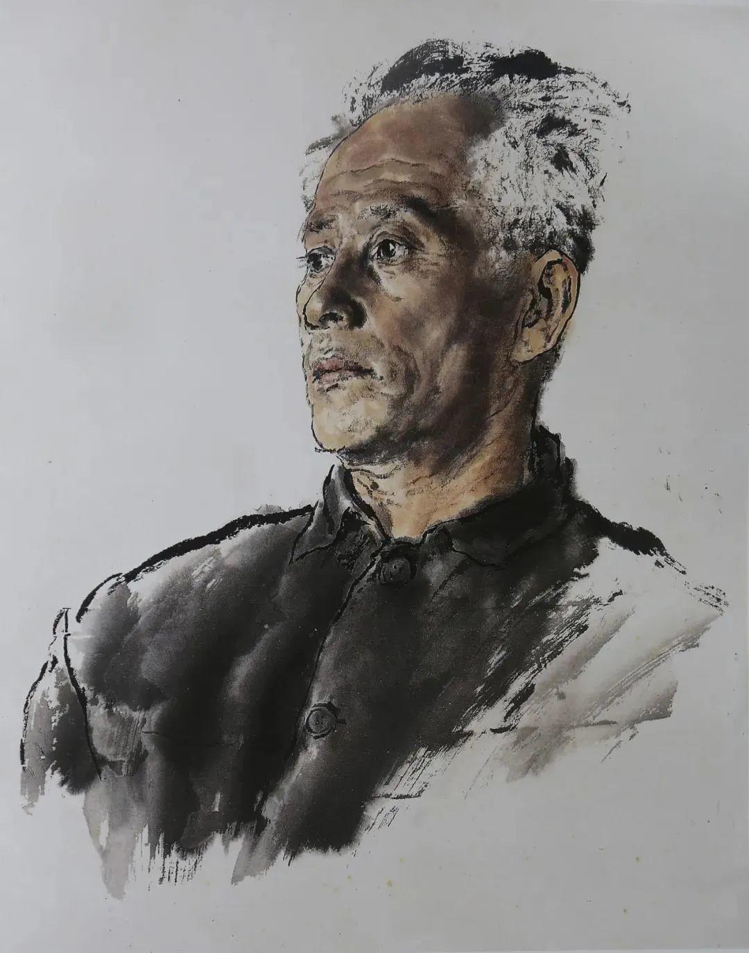 老干部 55×46cm老武术家120×68cm 1977年白石大师像 138×69cm 1997