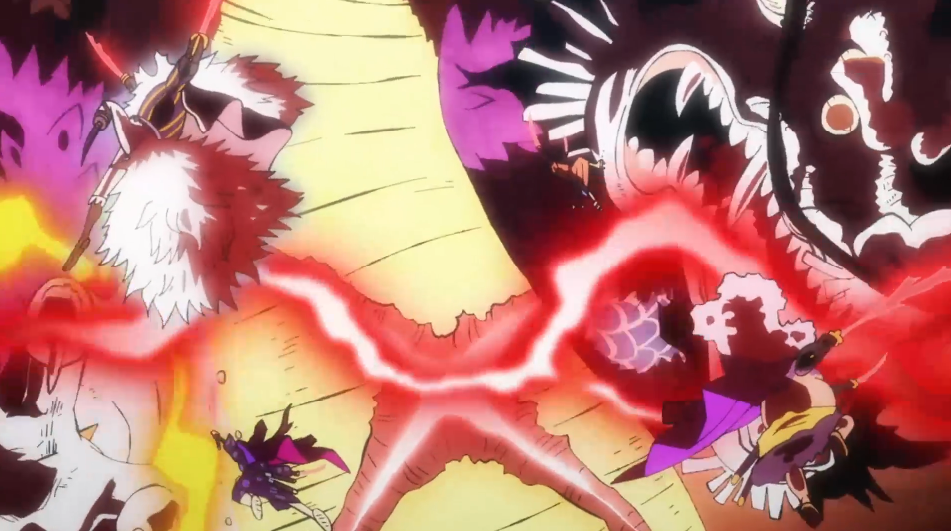 海贼王1004集燃爆以藏打出冲击炮效果雷藏更是让凯多打自己