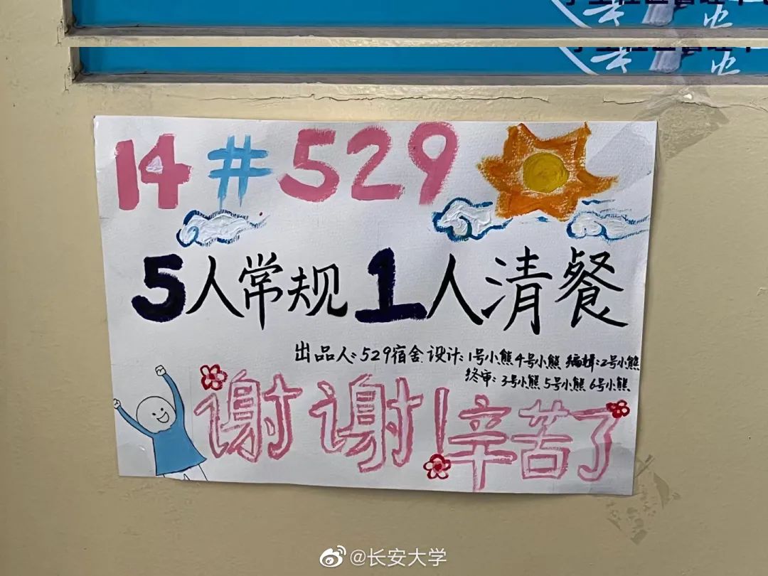 最青春的“大白”！800多名大学生志愿者为全校送餐，宿舍门外各式贴纸刷屏休闲区蓝鸢梦想 - Www.slyday.coM