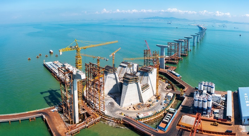 图为:深中通道伶仃洋大桥东锚碇施工现场 央广网发 通讯员供图