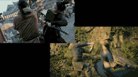 网友发布的《风起洛阳》和《凡人修仙传》打戏对比视频截图。