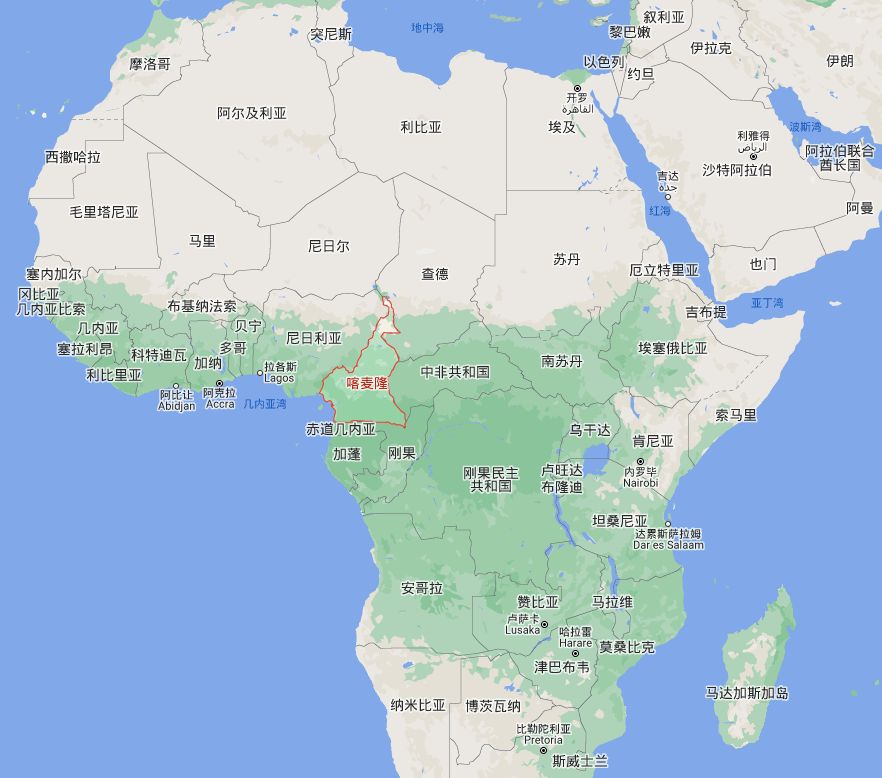 喀麦隆,谷歌地图