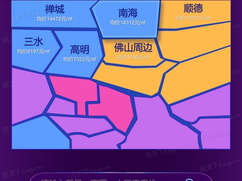 2021年12月佛山市,各区域房价地图