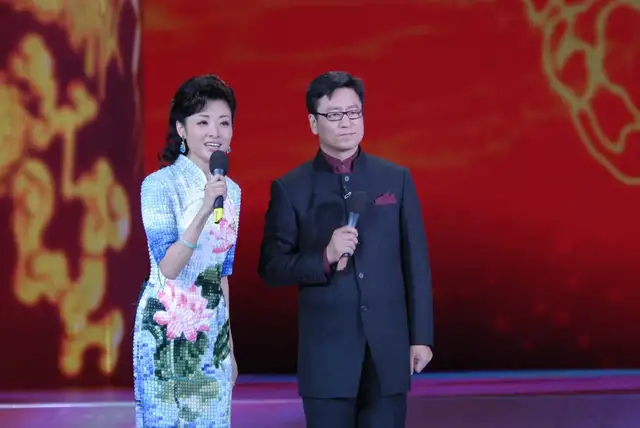 周涛（左）、白岩松亮相2009年央视春晚