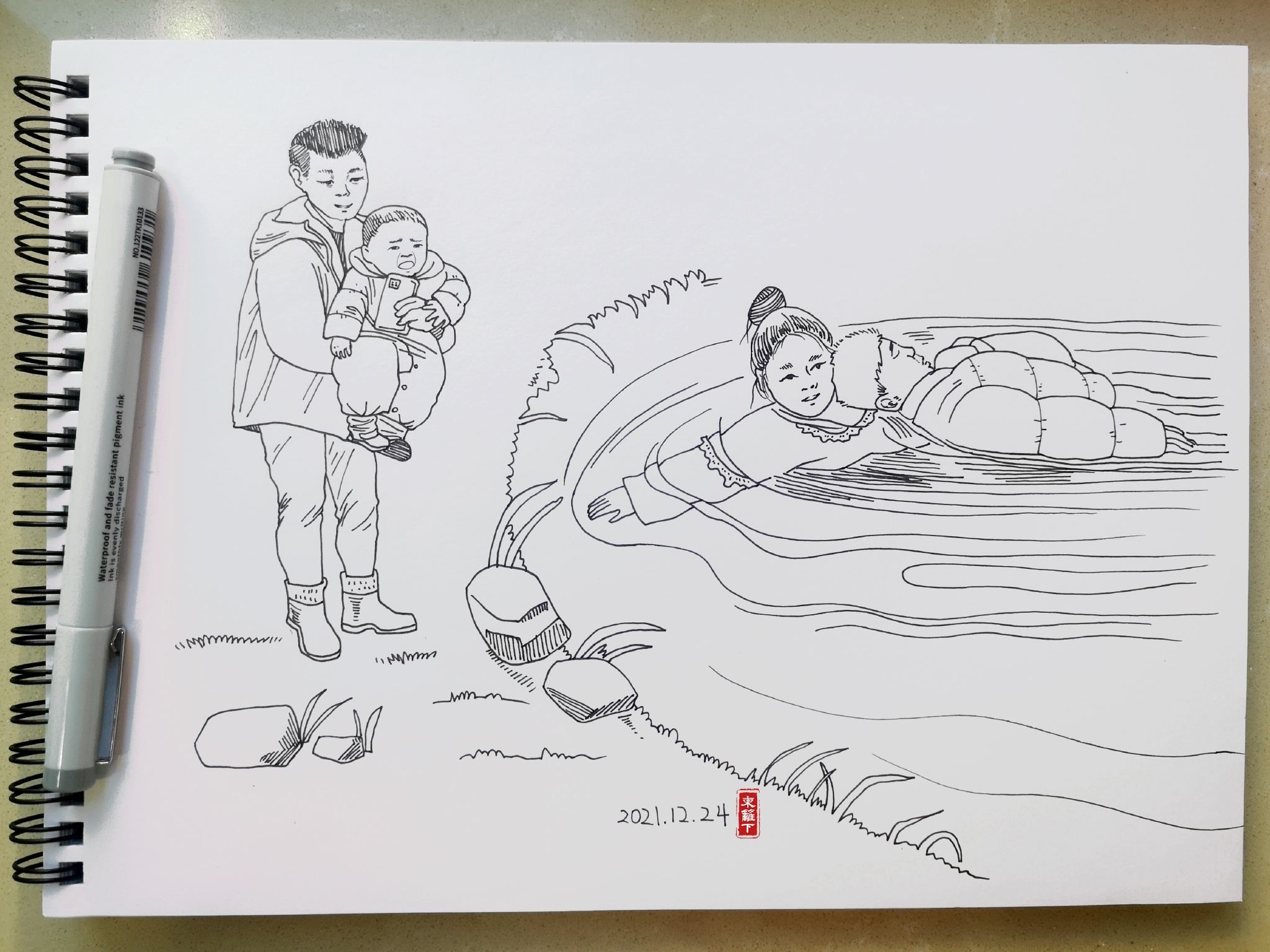 挑战365天正能量速写画第024期我妈是救人的超级英雄