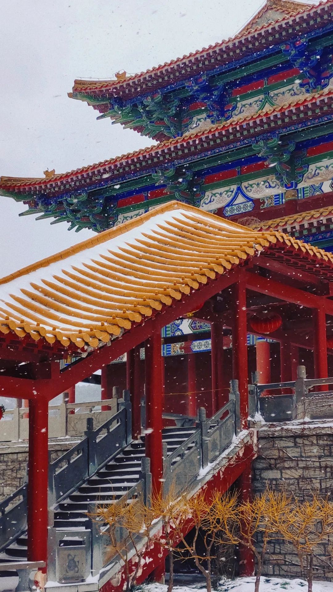 青州一下雪龙兴寺就变成了小故宫