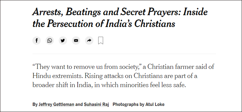 印度基督教徒控诉被迫害：他们背后有莫迪