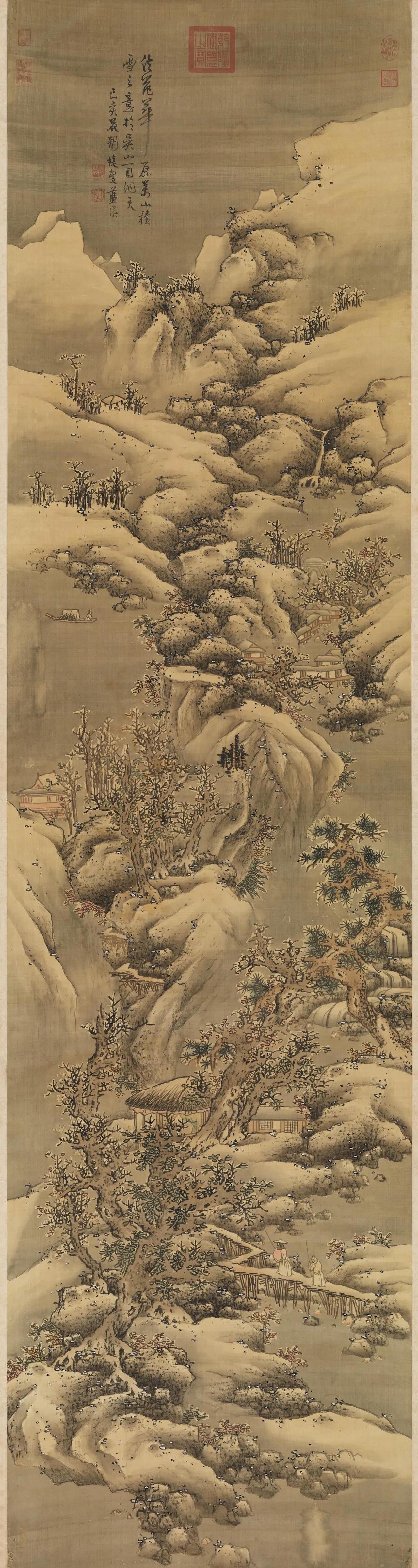 明 蓝瑛 《雪景图》 绢本设色