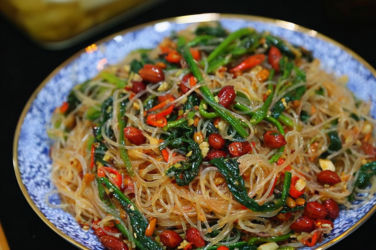 凉拌菠菜粉丝解馋开胃家常凉拌小菜清热去火不油腻