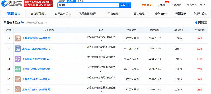 张庭旗下9家公司于同日注销，成立时间均不足一年休闲区蓝鸢梦想 - Www.slyday.coM