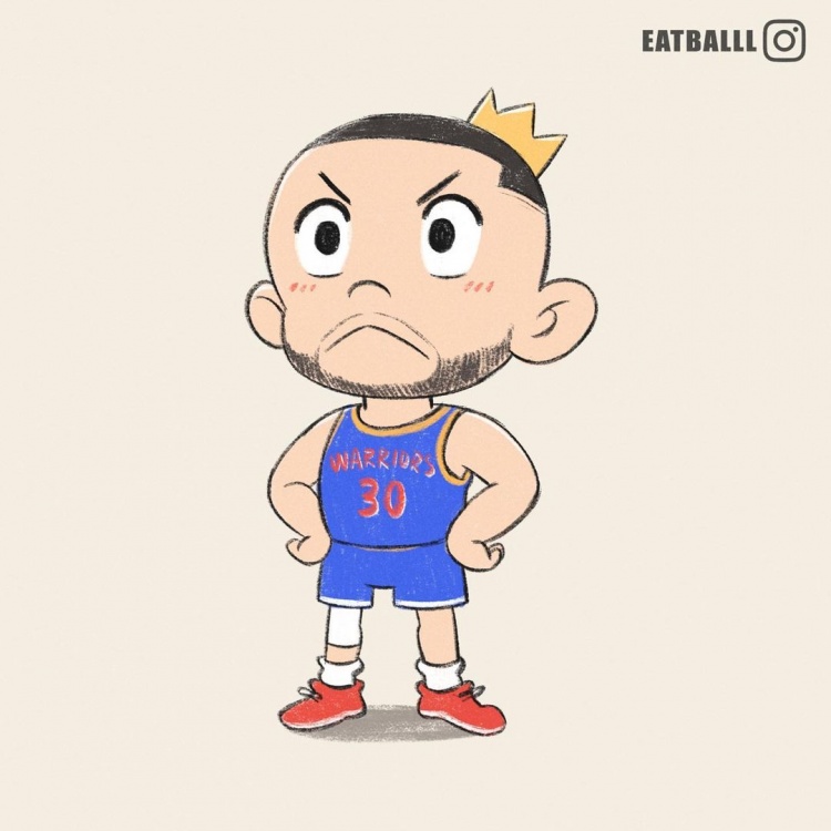 把球吃了恭喜今天有点铁的库里再写神迹我为他做了副画