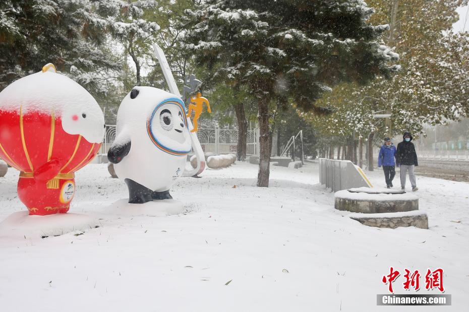 北京街头树立的北京2022年冬奥会和冬残奥会吉祥物“冰墩墩”和“雪容融”中新社记者 易海菲 摄