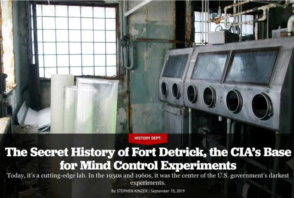 美国中情局以德特里克堡为研发中心进行“思想控制实验”（图源：美媒）