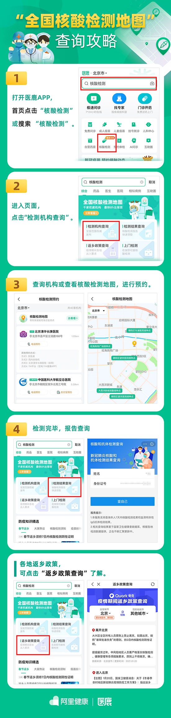 阿里健康医鹿APP上线全国核酸检测地图 可就近查询核酸检测机构