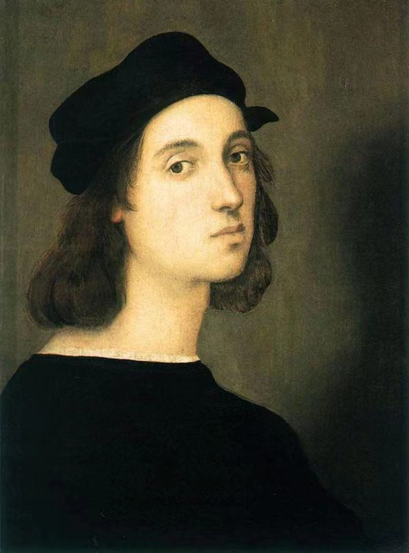 图3：拉斐尔23岁的自画像，1506年，板上油画，45×33厘米，佛罗伦萨乌菲兹美术馆