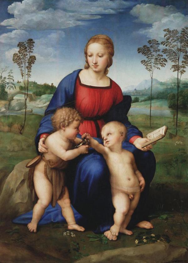 图13：拉斐尔，《金翅雀圣母》，1507，107 x77厘米，板上油画，佛罗伦萨乌菲兹美术馆