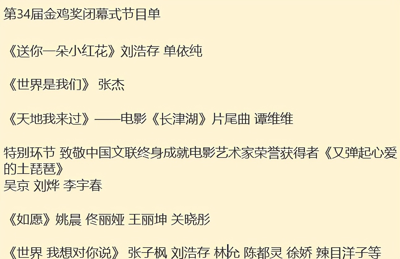 第34届金鸡奖闭幕式节目单：吴京和李宇春合体表演，张杰独唱休闲区蓝鸢梦想 - Www.slyday.coM