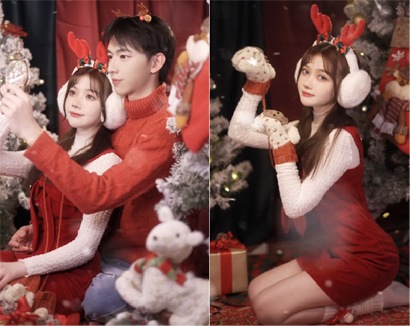 cos圈一姐好事将近雪雪官宣直播求婚圣诞合照麋鹿妆白袜吸睛